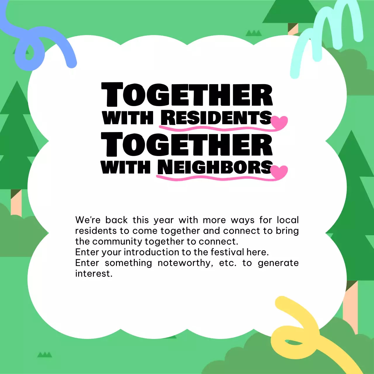 Green Minimal Festival Announcement Instagram Carousel