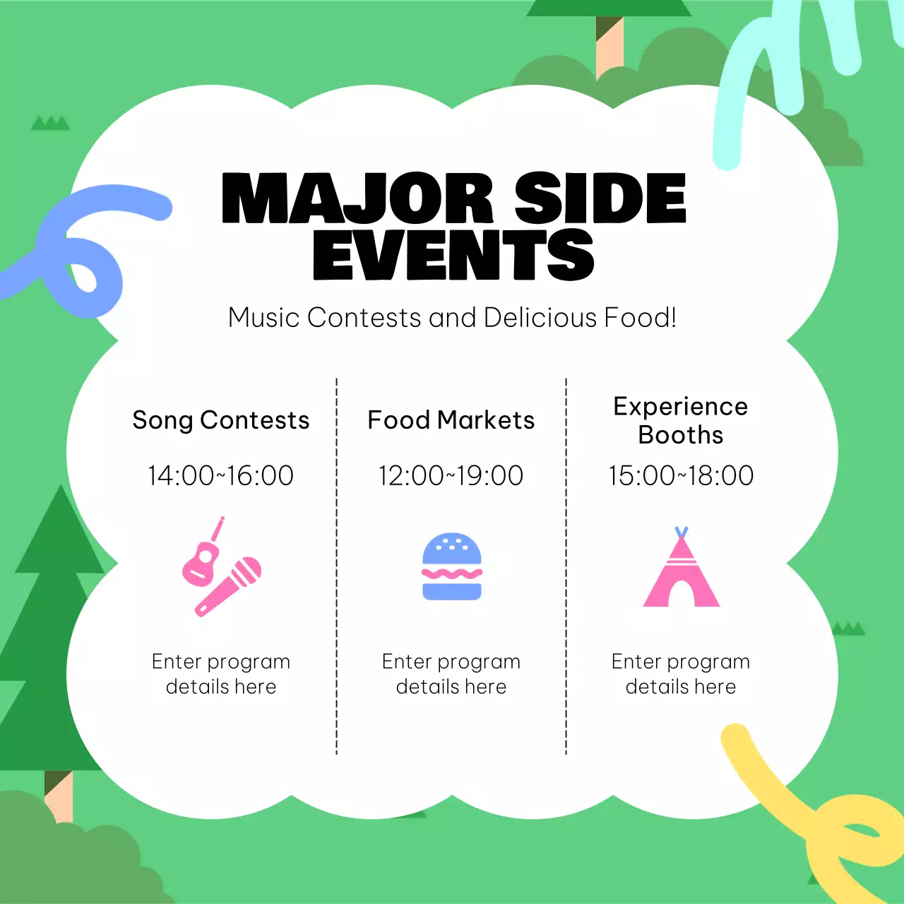 Green Minimal Festival Announcement Instagram Carousel