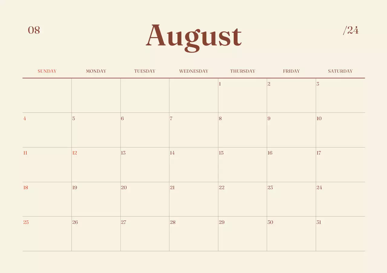 ベージュ シンプル カレンダー 予定表 ポスター