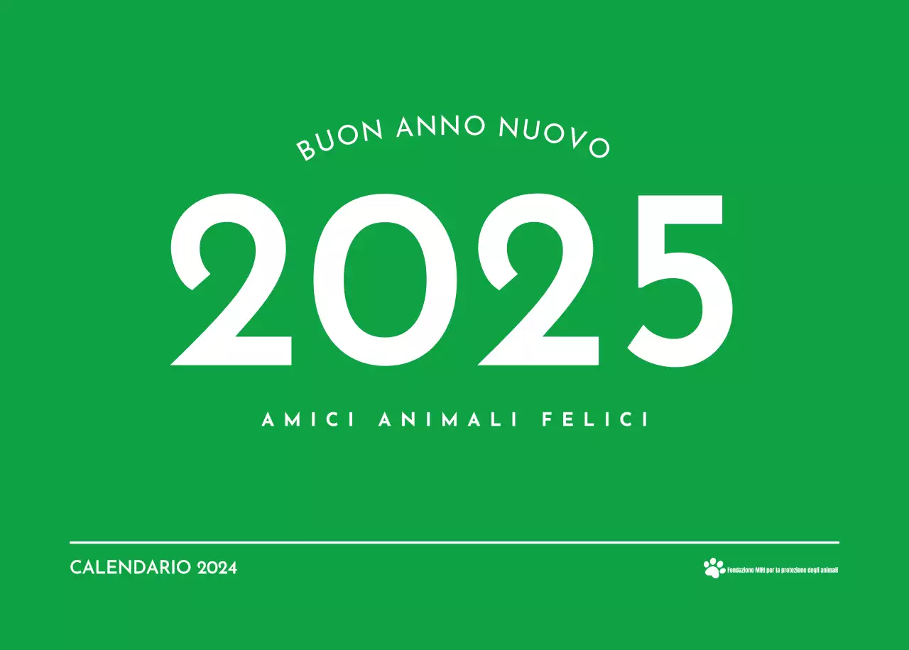 Un calendario con la foto di un cucciolo e un simpatico messaggio in colore verde.