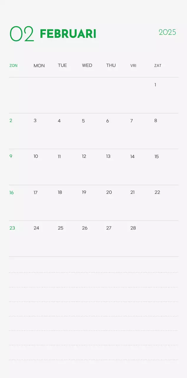 Een kalender met een puppyfoto en een schattige boodschap in groene accentkleur