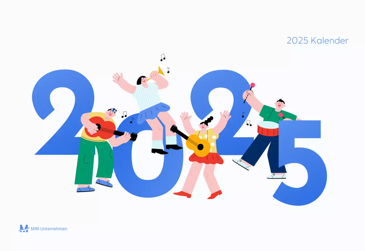 Motivationskalender mit energiegeladenen Illustrationen und positiven Zitaten auf hellblauem Hintergrund