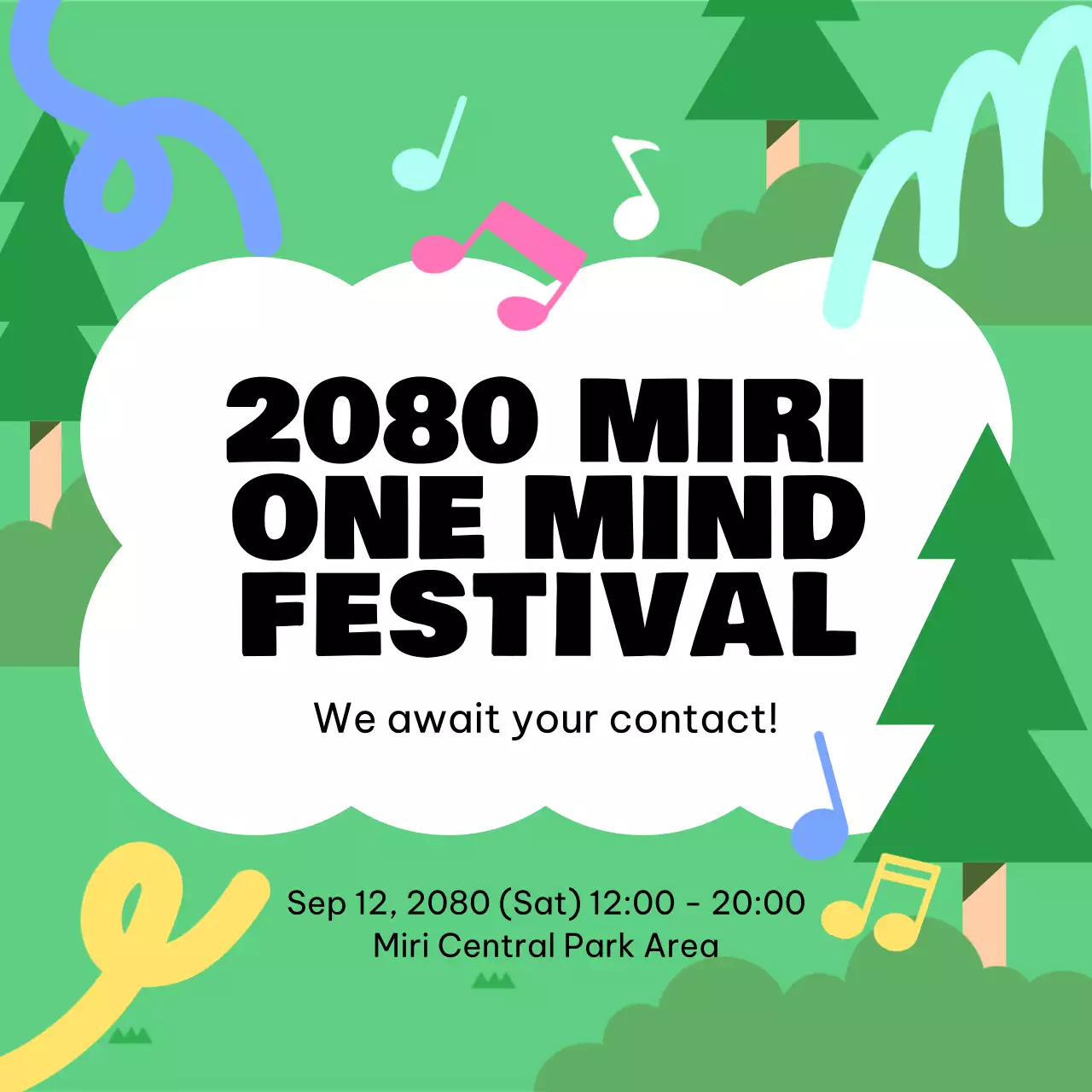 Green Minimal Festival Announcement Instagram Carousel
