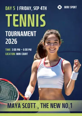 Navy Modern Tennis Event Poster
