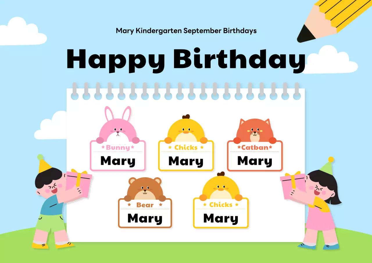 Blue Playful Birthday Announcement Poster