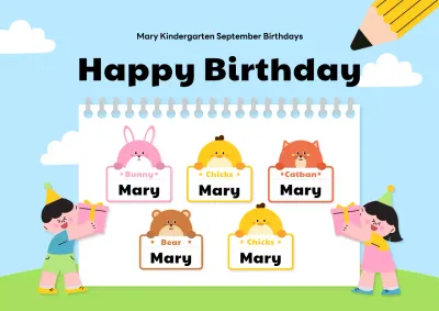 Blue Playful Birthday Announcement Poster