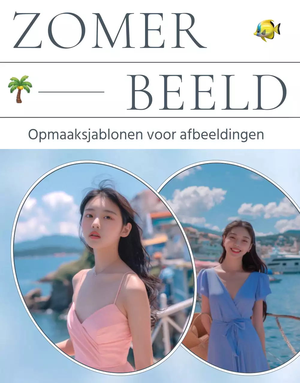 Trendy zomervakantie emoji concept in blauw en lichtblauw om mode te promoten