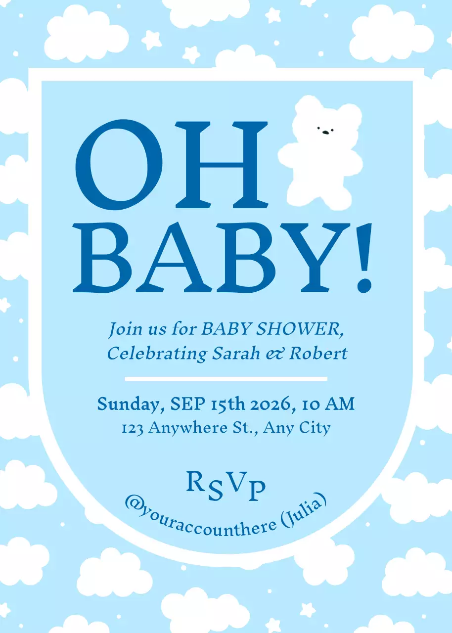 Undangan Baby Shower Biru Lucu
