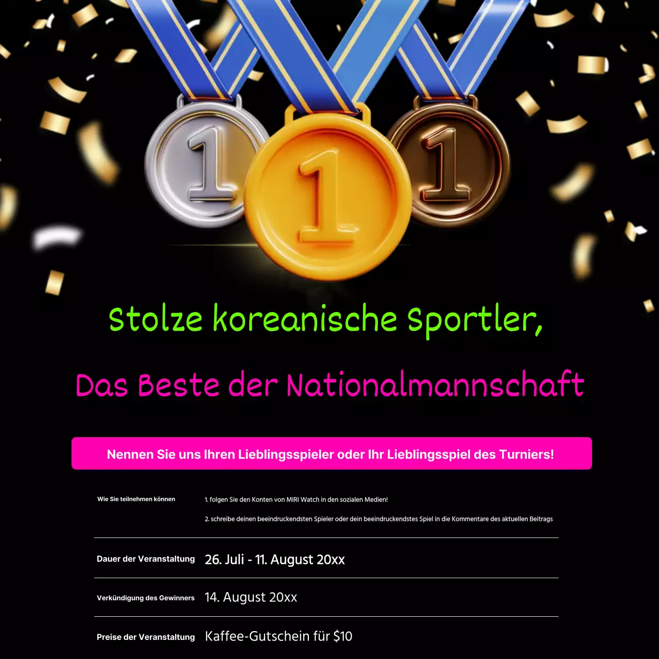 Kitschige Anzeigen für die Nationalmannschaft in Pink und Neon