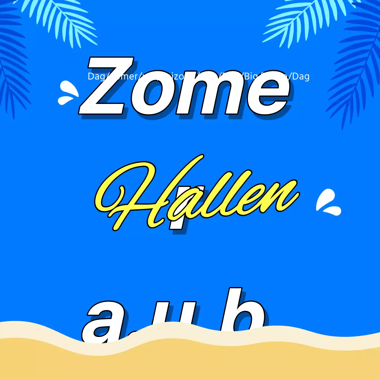 Hoofdtitel zomerevenement met blauwe en gele accenten