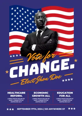 Blue Professional Political Advertisement Poster