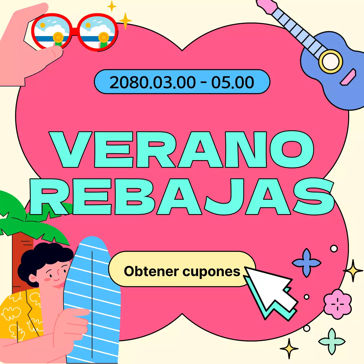Eventos veraniegos kitsch en azul claro y rosa