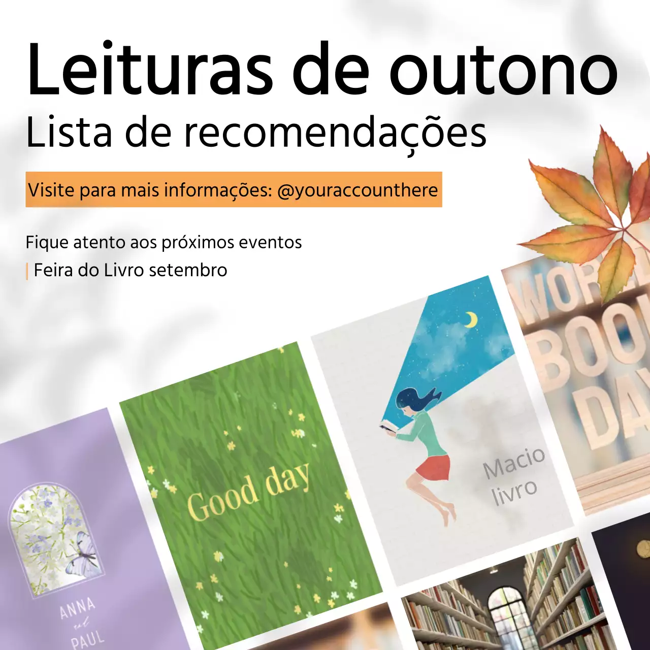 Material de promoção de leituras de outono modernas e amigáveis