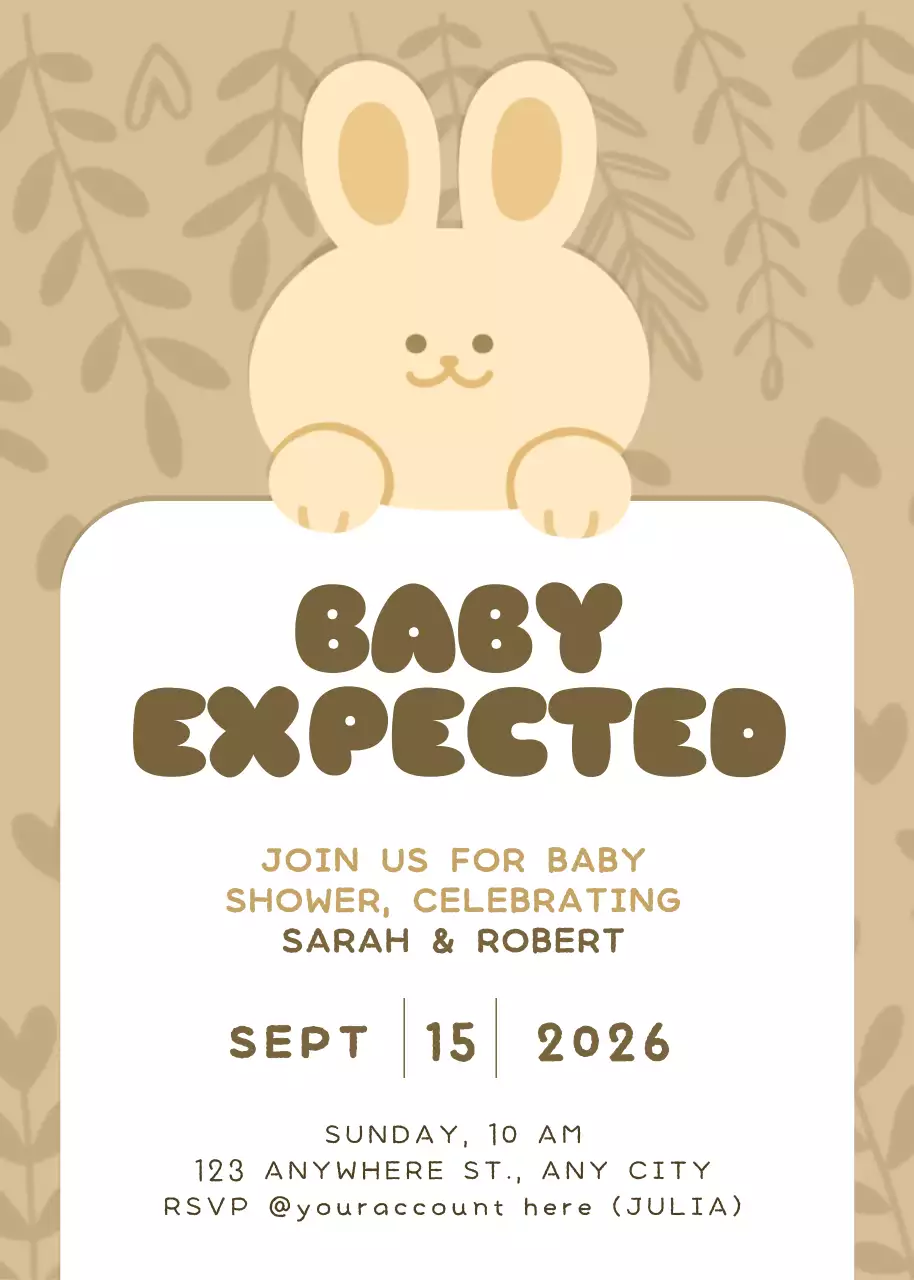 Convite de chá de bebé bege e fofo