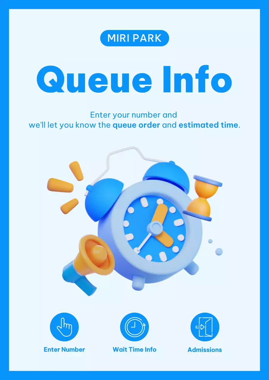 Blue Modern Queue Information Poster