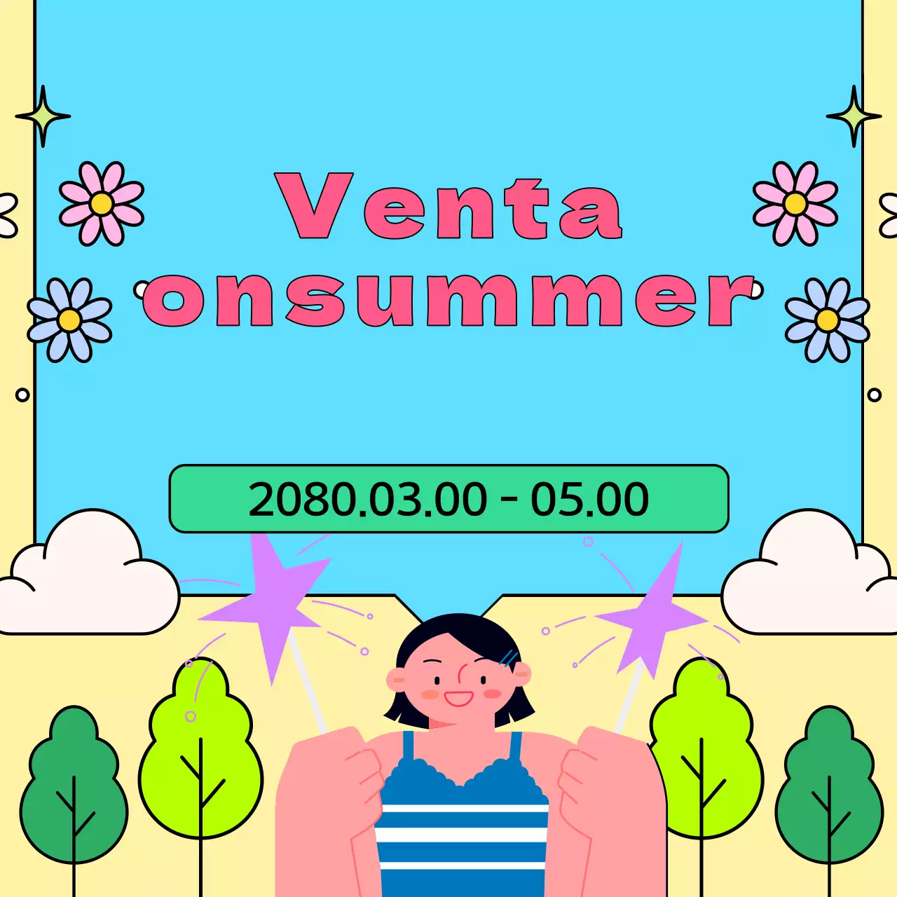 Eventos veraniegos kitsch en azul claro y rosa