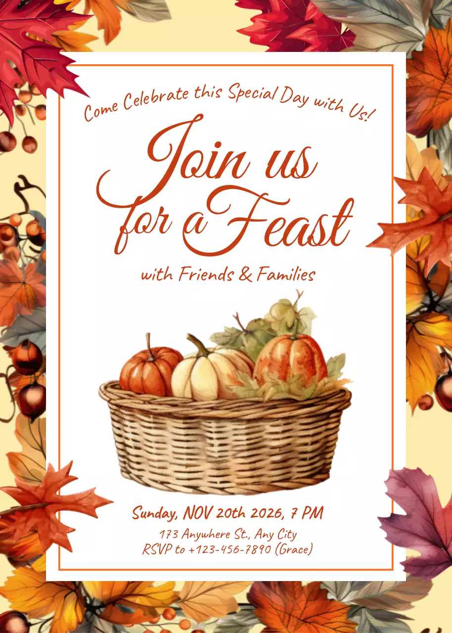 Poster Mời Tiệc Truyền Thống Màu Cam