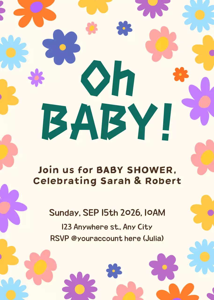 Undangan Baby Shower Lucu Berwarna-warni