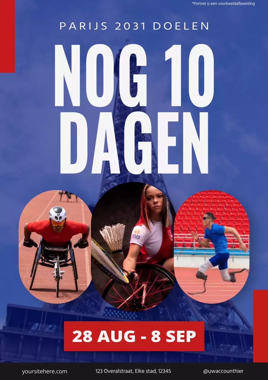 Rood en Wit Vet Sport Evenement Flyer