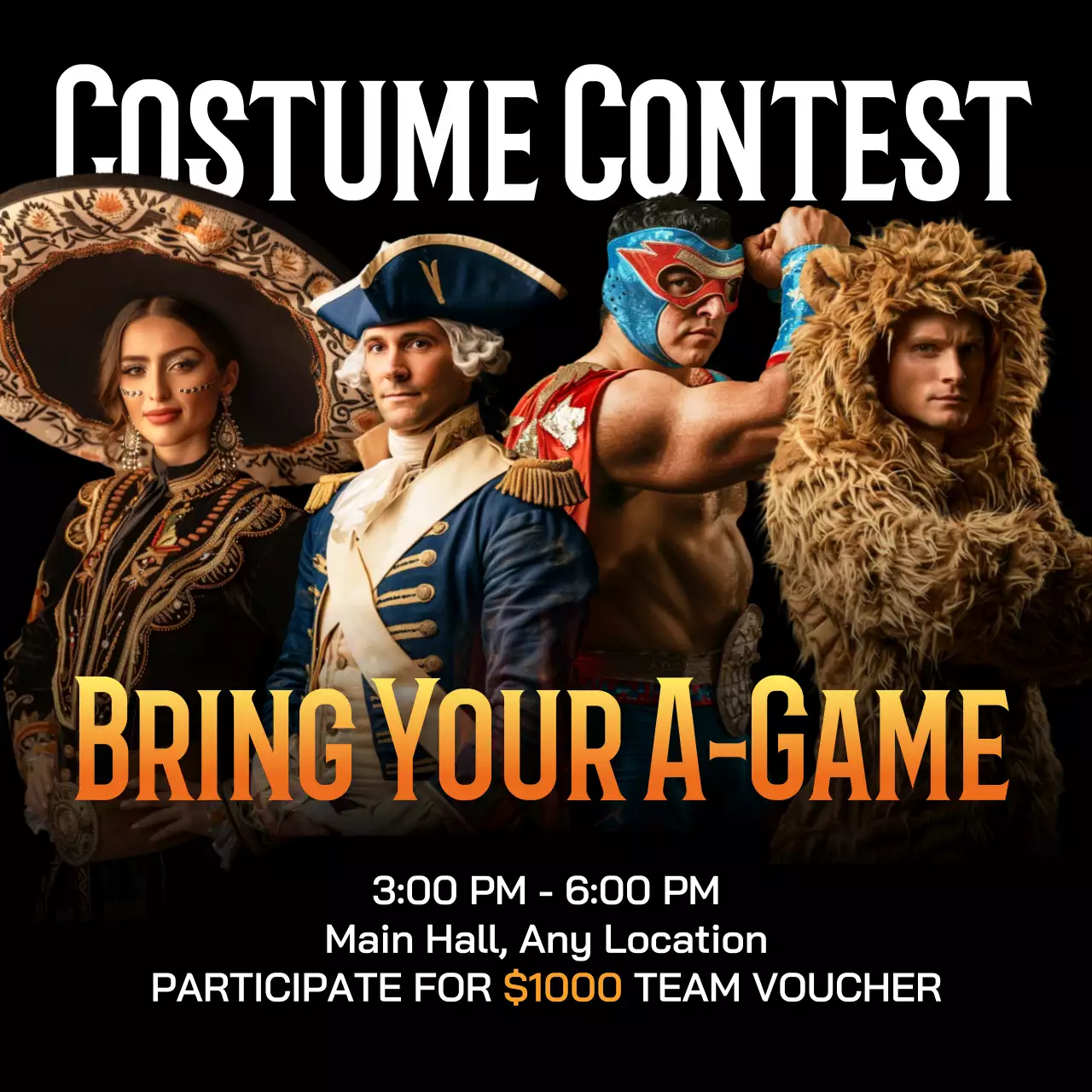 Black Trendy Costume Event Promotion Social Media Post