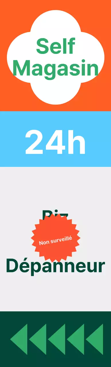 Enseigne aérienne carrée de dépanneur aux couleurs vives, de taille moyenne