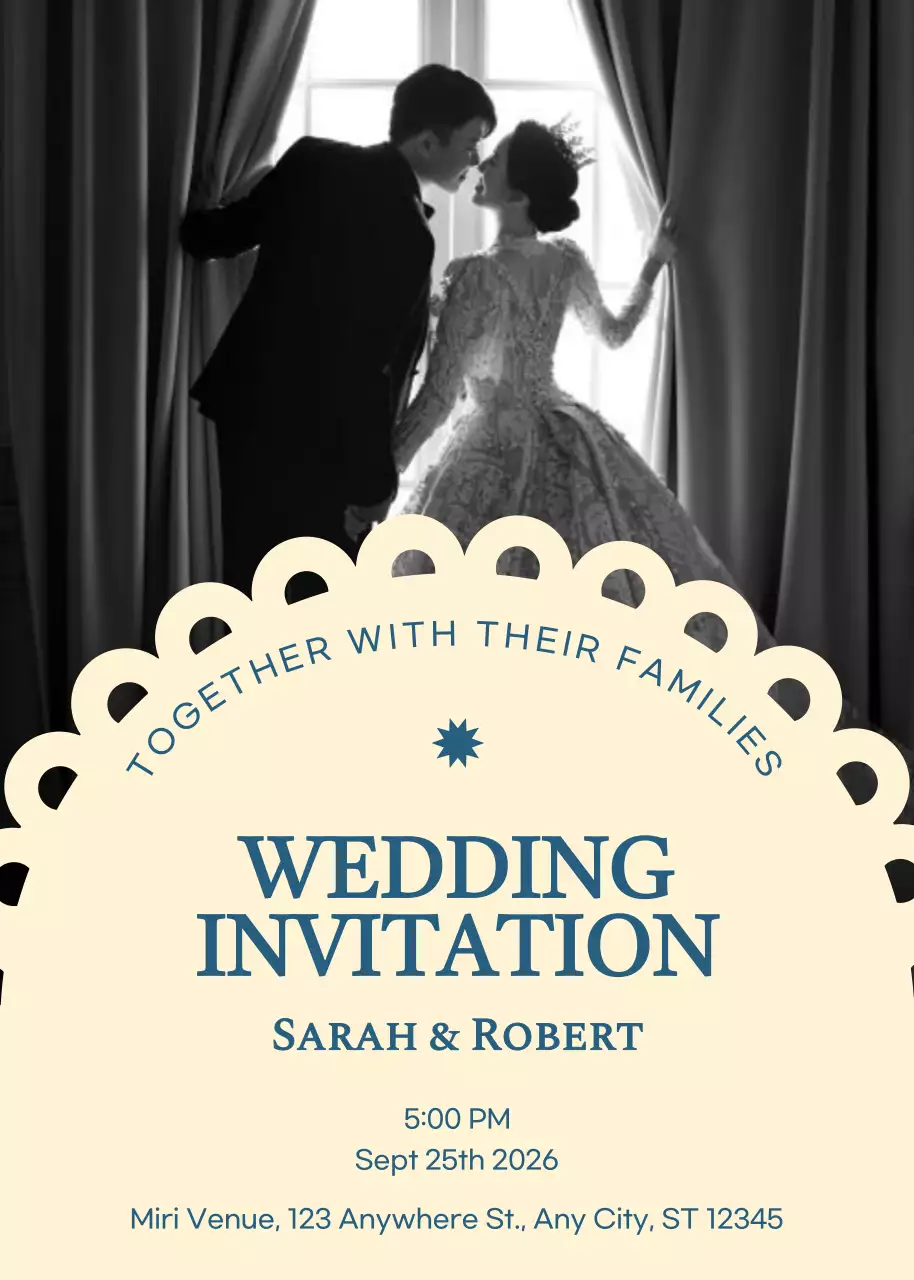 Thiệp cưới cổ điển đen trắng