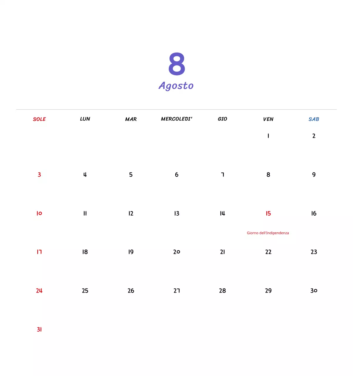 Calendario di Capodanno con simpatiche illustrazioni