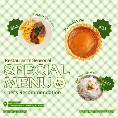 Green Modern Menu Promotion Social Media Post