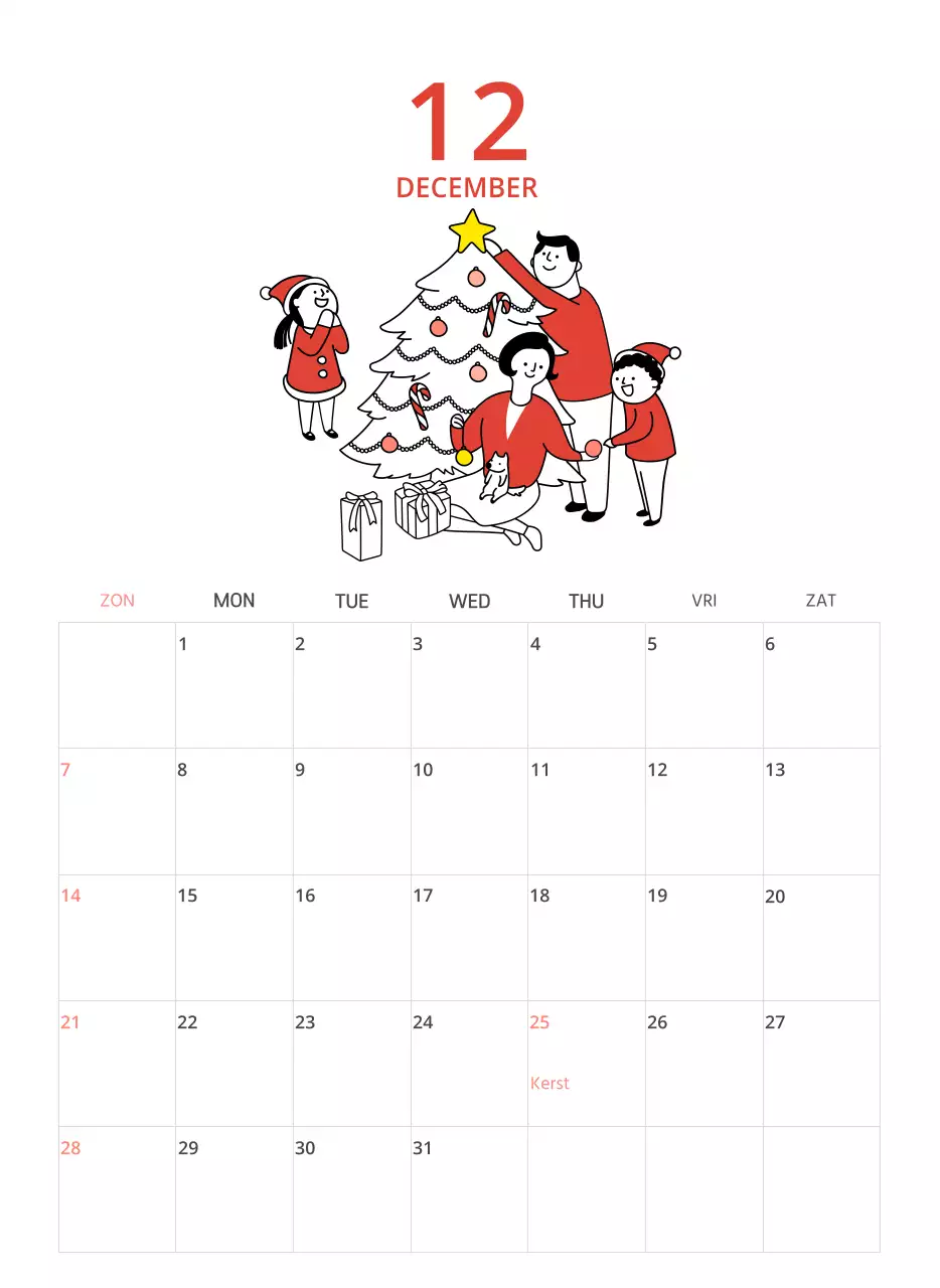 Een kleurrijke geïllustreerde kalender