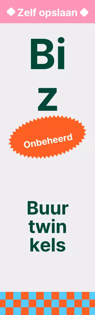 Vierkant middelgroot verkeersbord met levendig gekleurd patroon