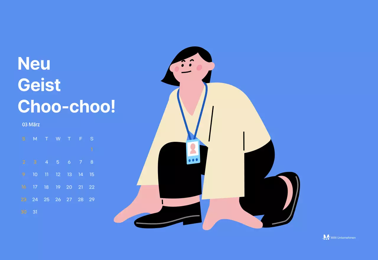 Motivationskalender mit energiegeladenen Illustrationen und positiven Zitaten auf hellblauem Hintergrund