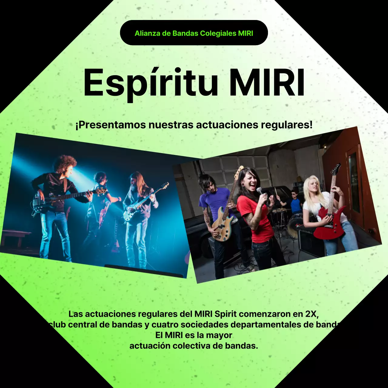 Promover las actuaciones regulares de los clubes universitarios negros y verdes de moda