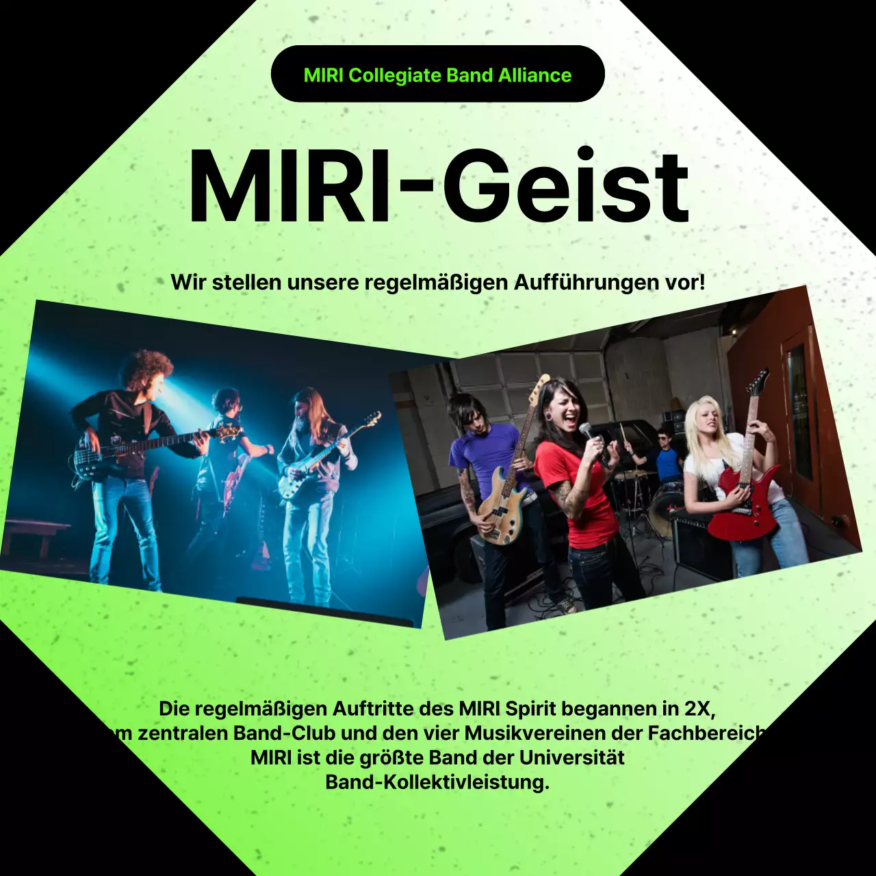 Förderung regelmäßiger Auftritte der angesagten schwarz-grünen Universitätsclubs