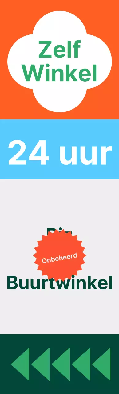 Vierkant middelgroot verkeersbord met levendig gekleurd patroon