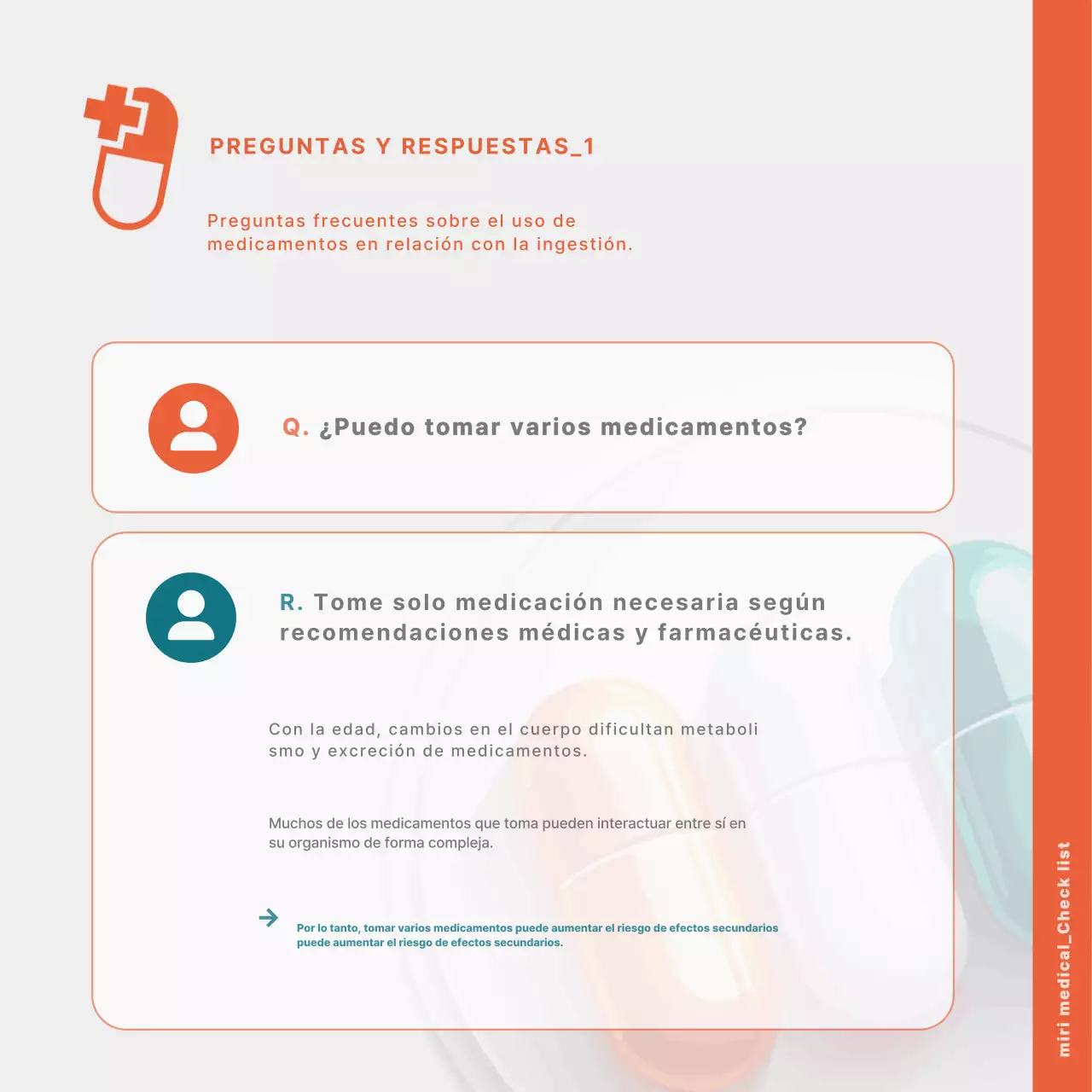 Una guía sencilla y de color naranja para utilizar correctamente los medicamentos