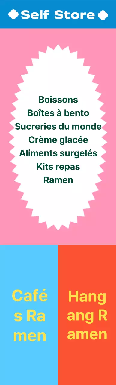 Enseigne aérienne carrée de dépanneur aux couleurs vives, de taille moyenne