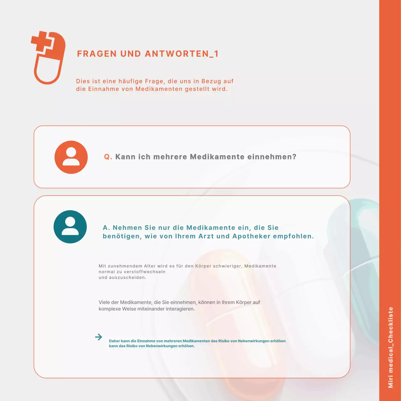 Ein einfacher, orangefarbener Leitfaden für die richtige Anwendung von Arzneimitteln