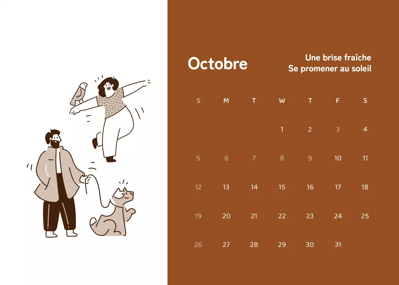 Calendriers avec illustrations colorées et émotionnelles