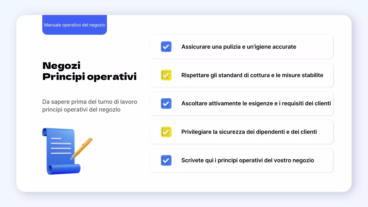 Guida agli standard operativi semplici per i punti vendita blu e gialli
