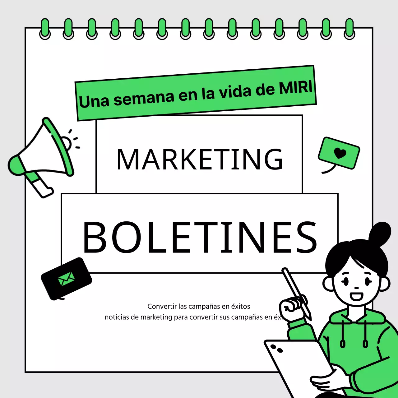 Un boletín de referencia de marketing minimalista en verde lima