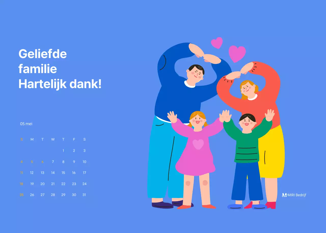 Motiverende kalender met energieke illustraties en positieve citaten op een lichtblauwe achtergrond