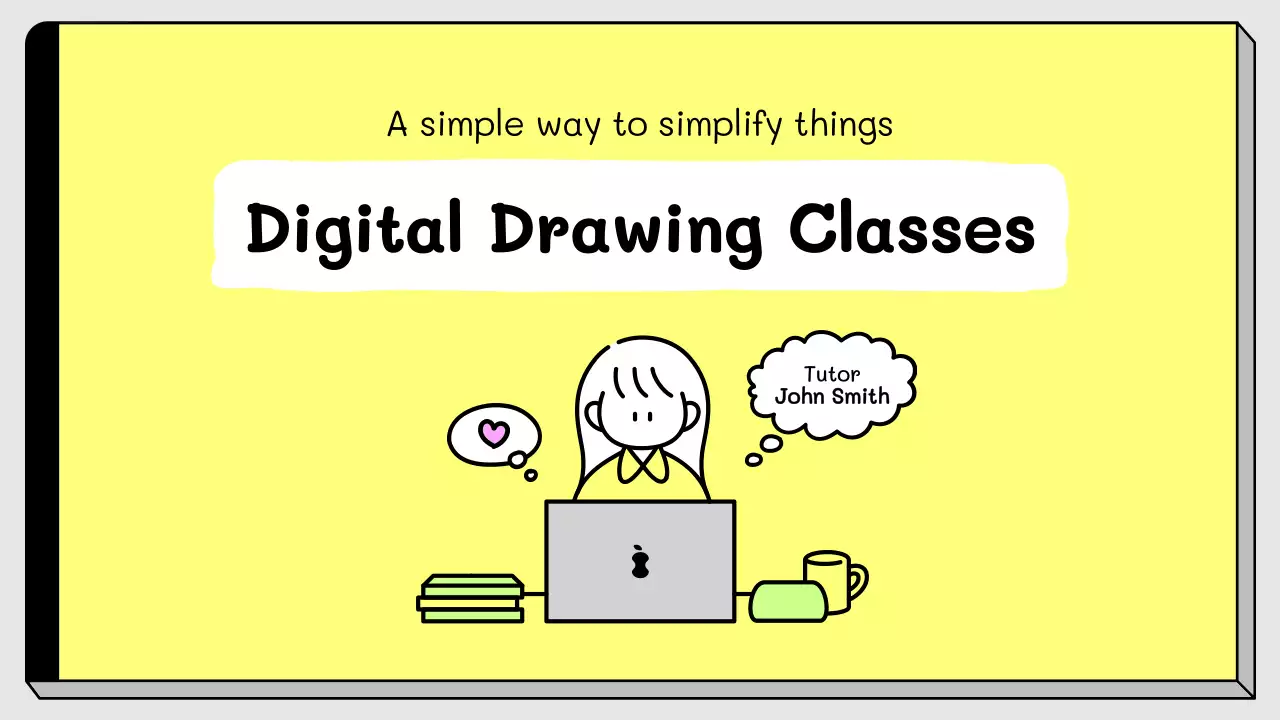 Yellow Simple Drawing Course Invitation Presentation