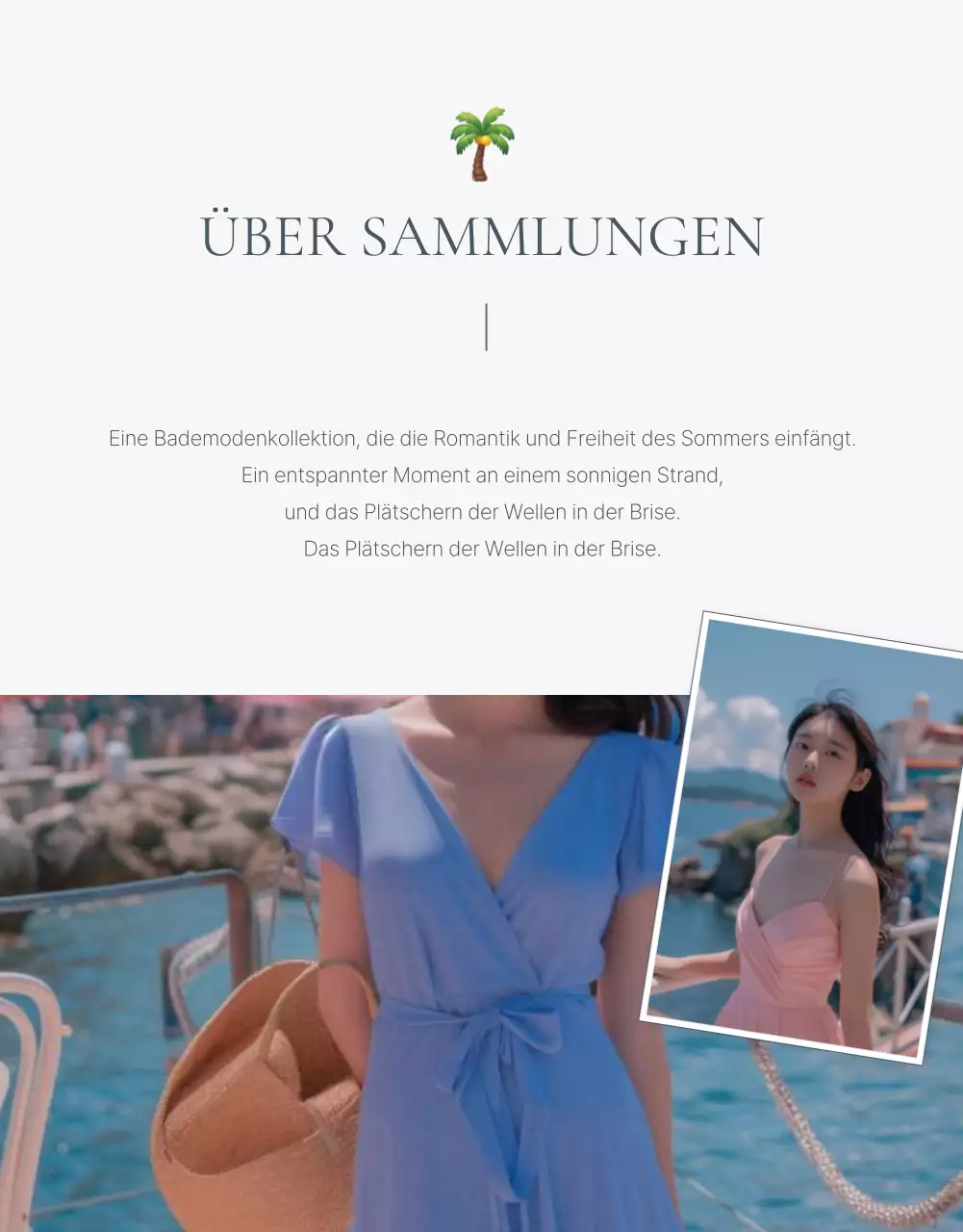 Trendiges Sommerurlaubs-Emoji-Konzept in Blau und Hellblau zur Förderung der Mode