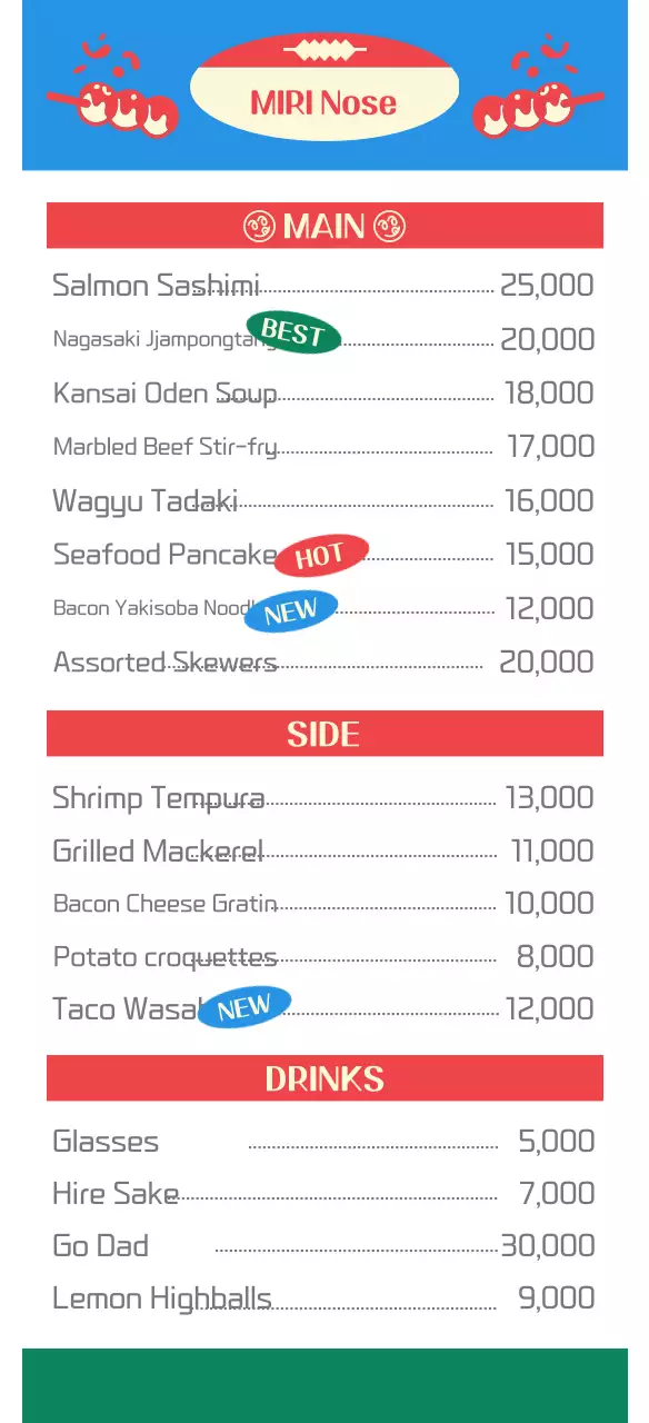 Guide to a retro-kitschy izakaya in blue and red