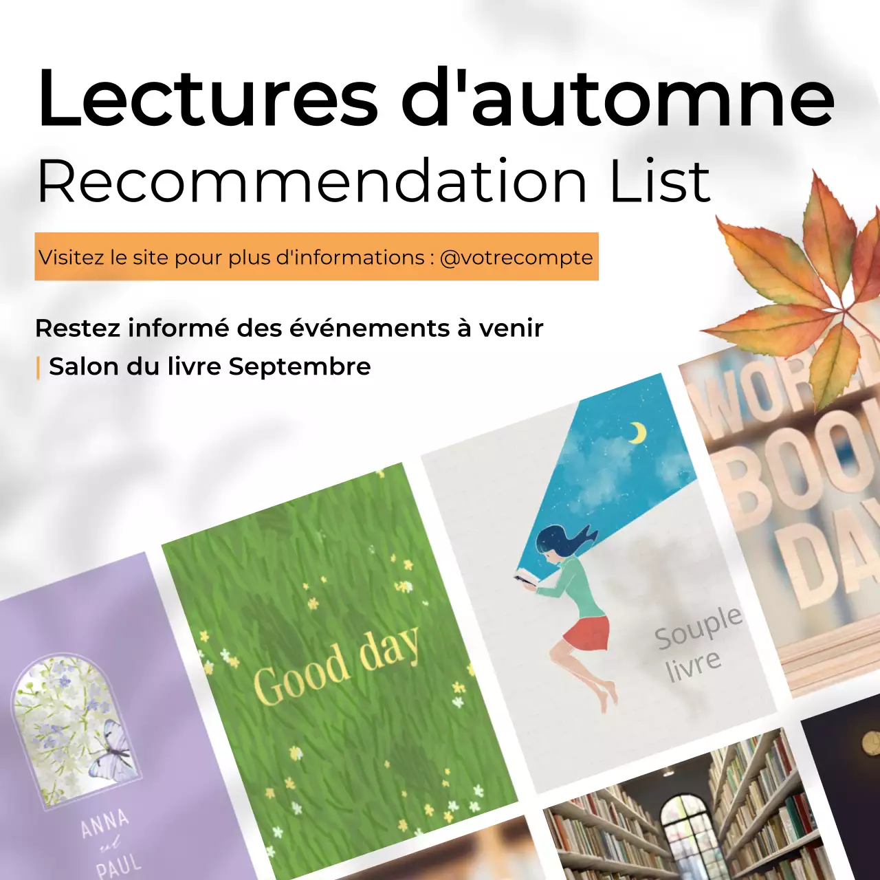 Matériel de promotion pour les lectures d'automne