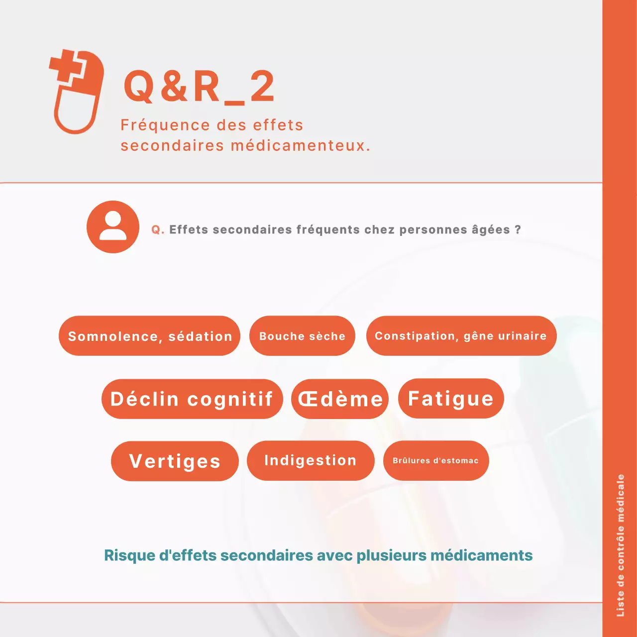 Un guide simple, en orange, pour utiliser correctement les médicaments