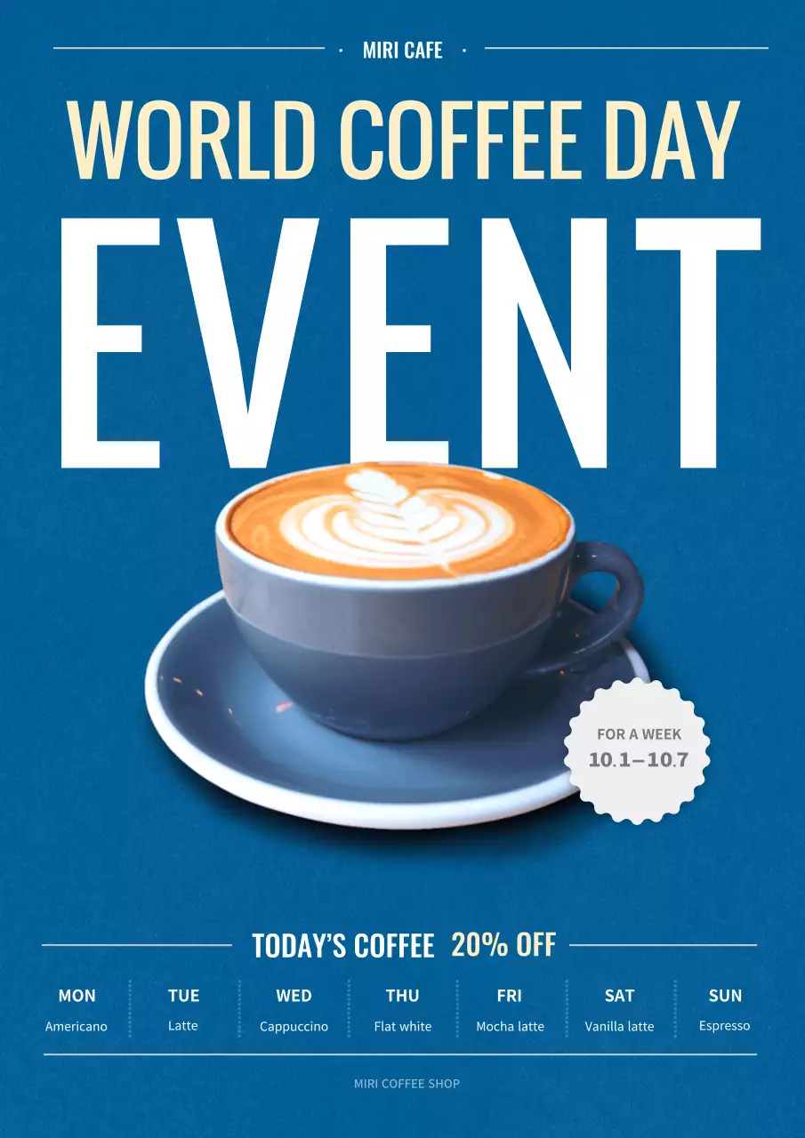 Blue Modern Coffee Promotion Poster