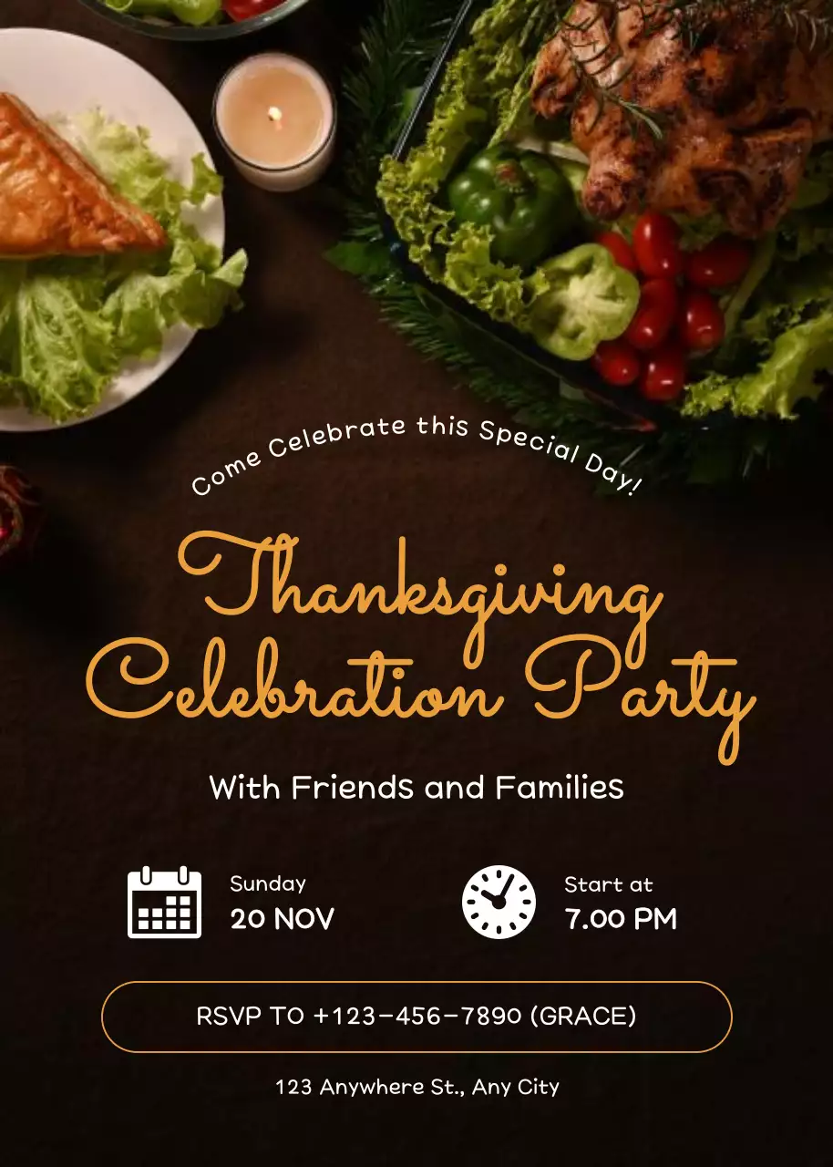 Lời mời mừng Lễ Tạ ơn cổ điển màu nâu