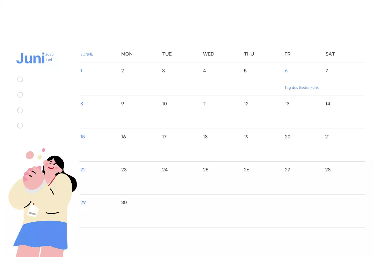 Motivationskalender mit energiegeladenen Illustrationen und positiven Zitaten auf hellblauem Hintergrund