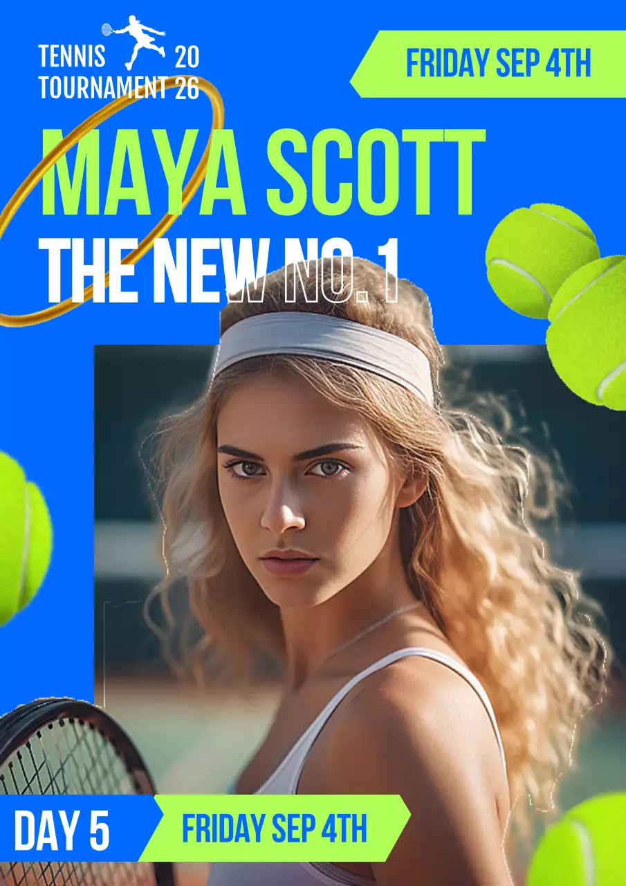Blue Trendy Tennis Promotion Poster